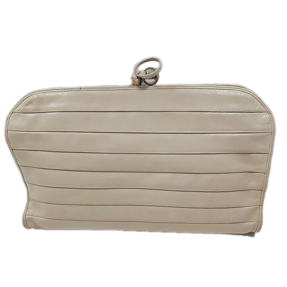 Foley's Ivory Leather Clutch Bag Made in Italy VTG. - Picture 12 of 14